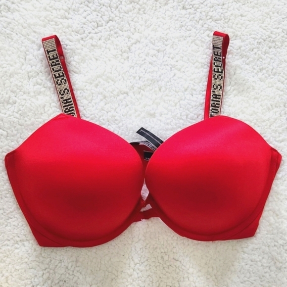 New!Victorias Secret Very Sexy Push Up Red Women's Bra with Embellished Straps - Picture 1 of 8